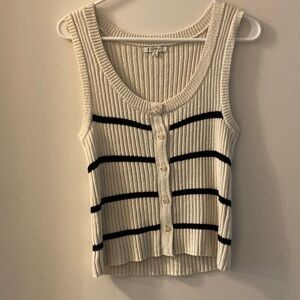 Z Supply Cream and Black Button-Front Tank Top